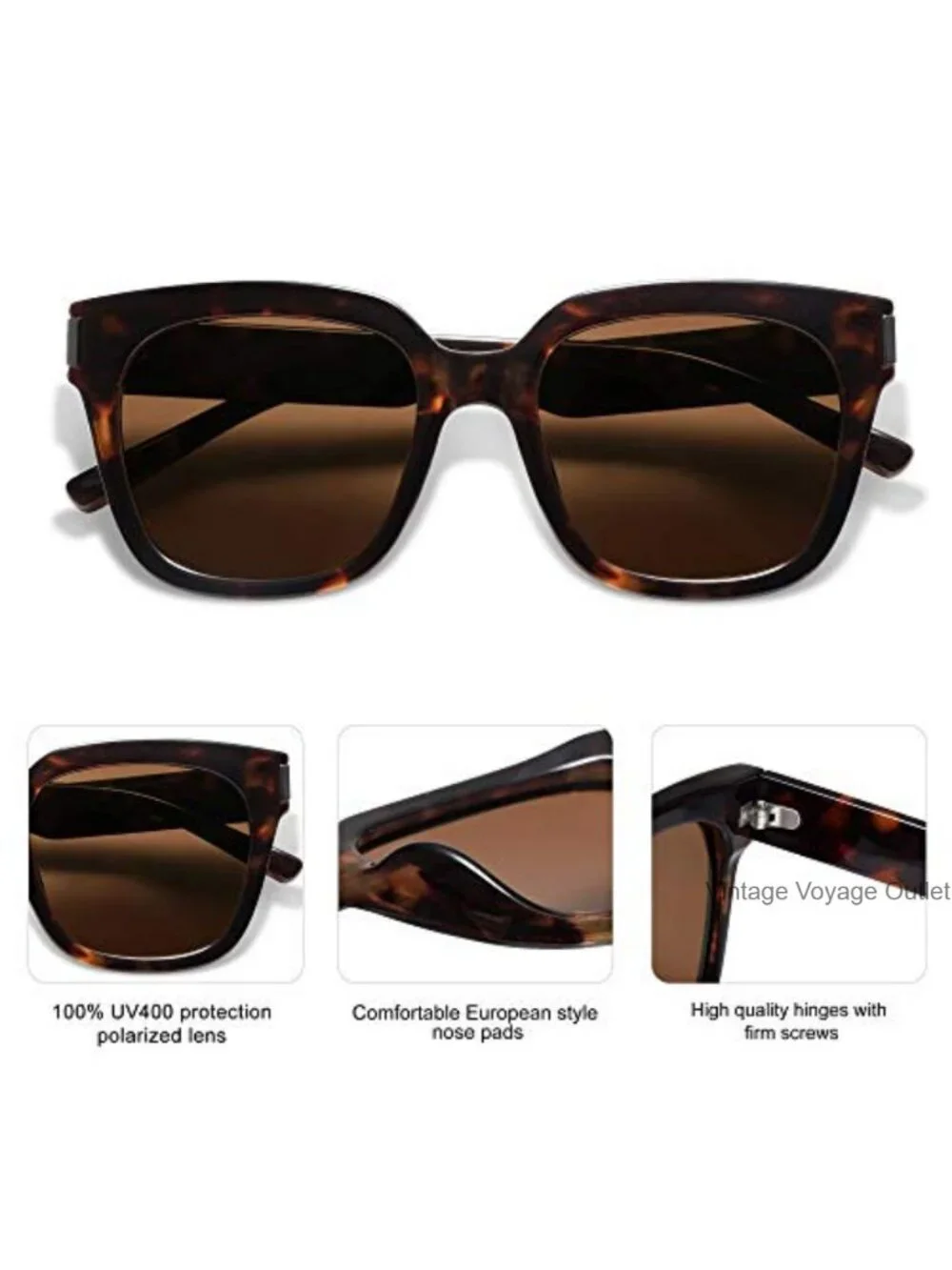 Trendy Square Large Frame Polarized Sunglasses UV400 Protection Plastic
